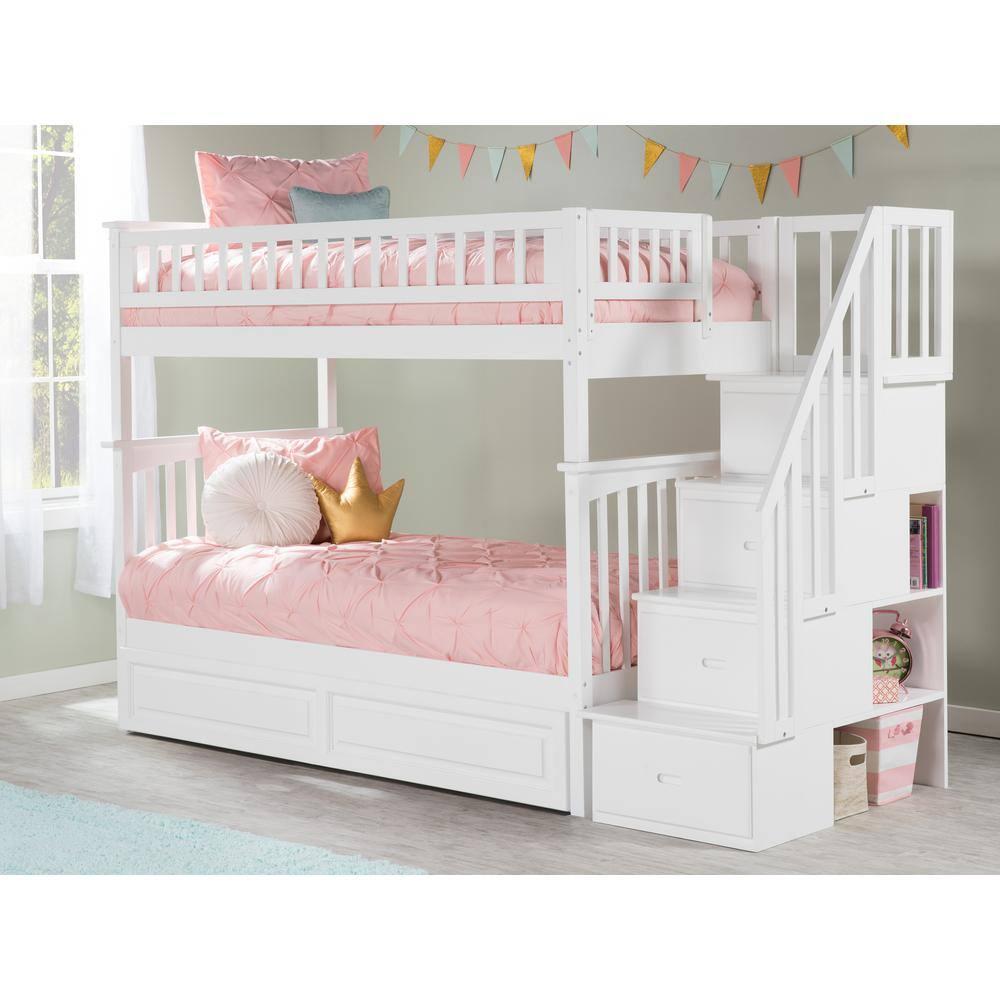 Columbia Staircase Bunk Bed Twin over Twin in Multiple Colors and Configurations