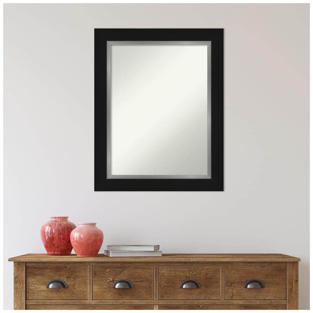 24" x 30" Non-Beveled Eva Bathroom Wall Mirror Black - Amanti Art: Polystyrene Frame, Wall Mount