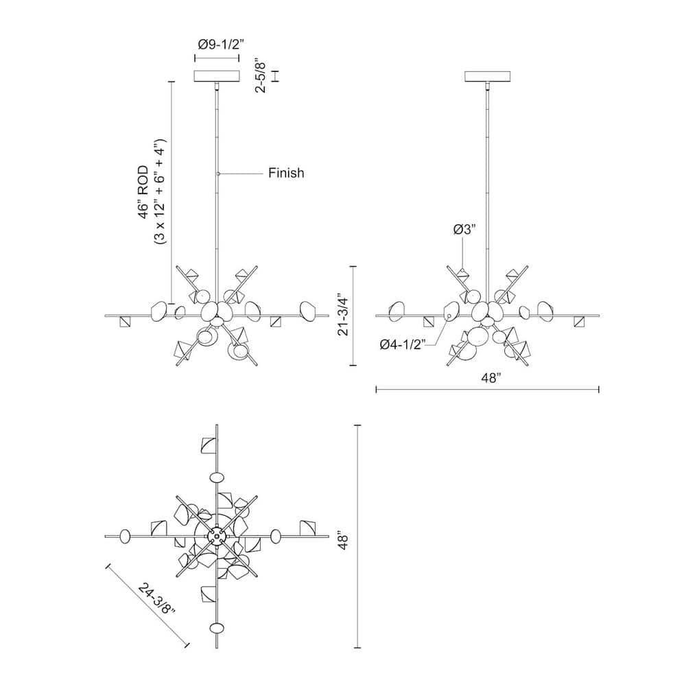 Geode Dimmable LED Sputnik Modern Linear Chandelier
