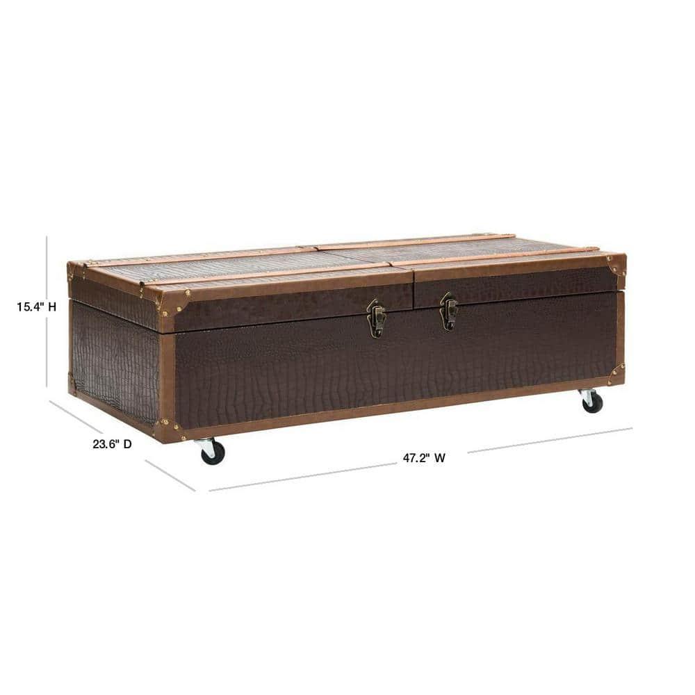 SAFAVIEH Zoe Modern Animal Print Storage Coffee Table with Wine Rack, Brown