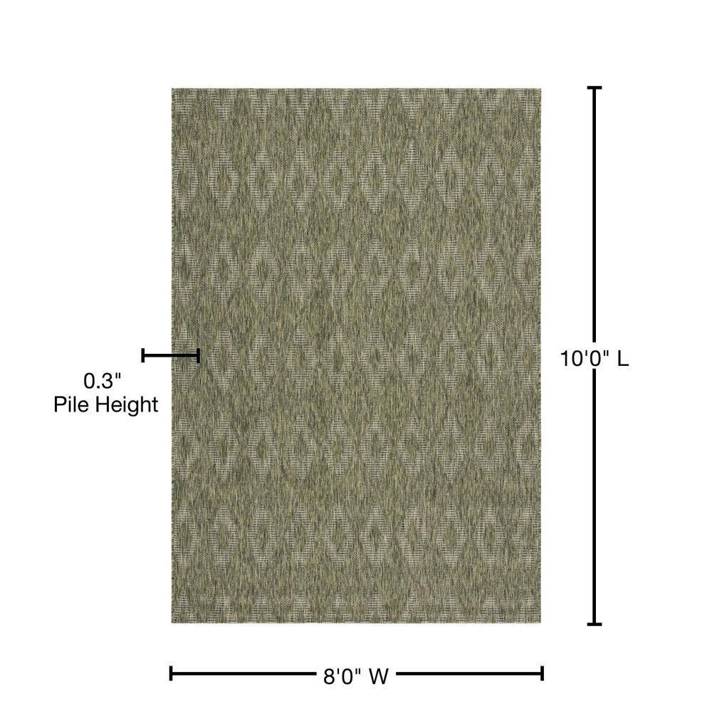 SAFAVIEH Courtyard Teodor Geometric Indoor/Outdoor Area Rug, Olive, 8' x 10'