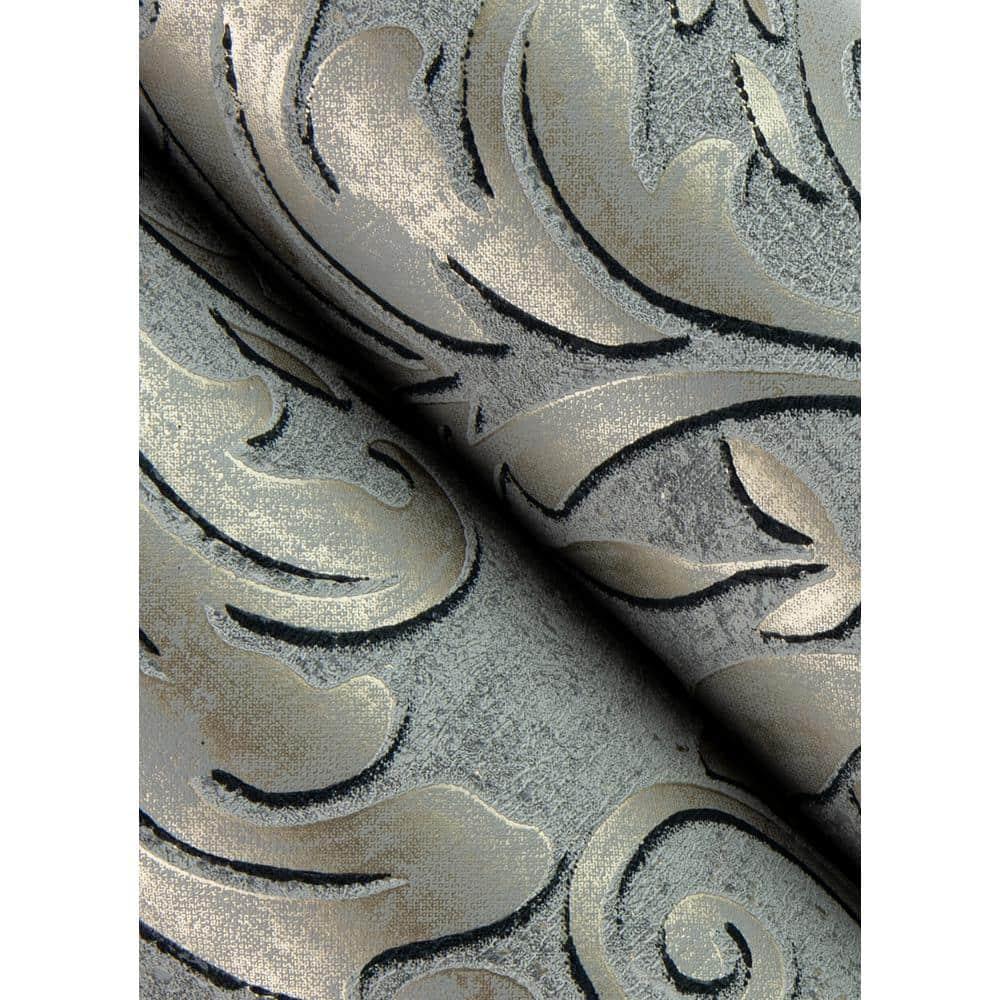 Advantage Anders Pewter Damask Wallpaper