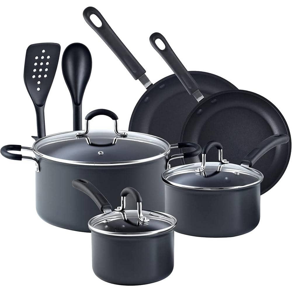 Cook N Home Professional Hard Anodized Pots and Pans Set Nonstick, Kitchen Cookware Set, Black