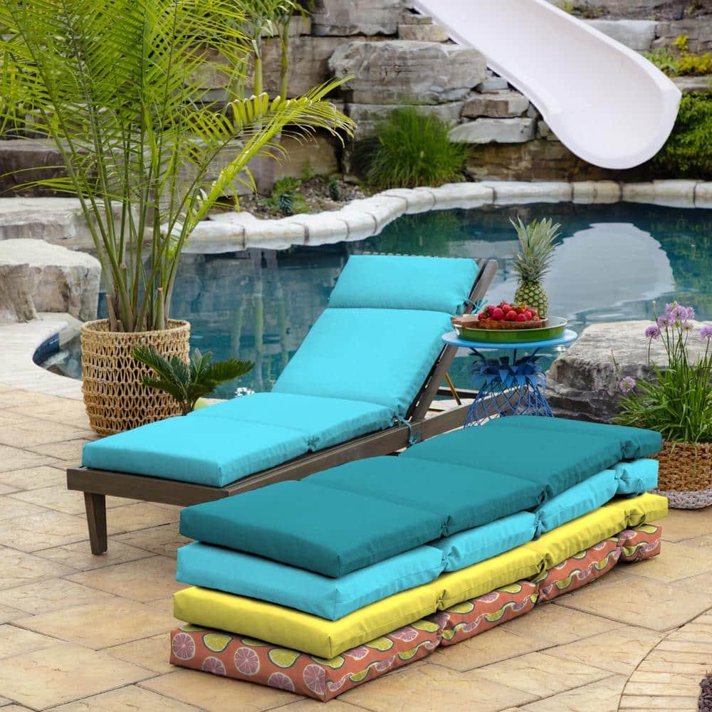 ARDEN Outdoor Chaise Lounge Cushion 72 x 21, Pool Blue Leala