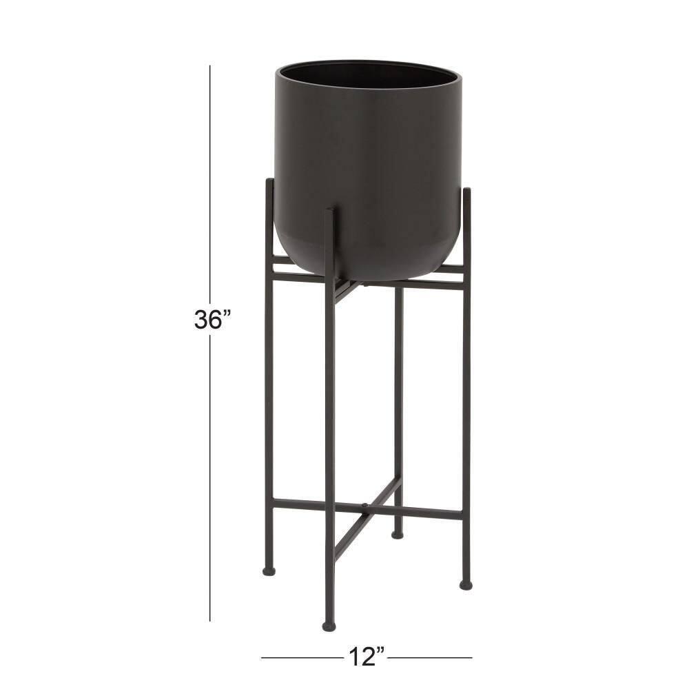 Olivia & May Modern With Stand Iron Planter Pots Black