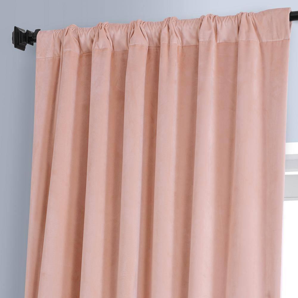 HPD HALF PRICE DRAPES Signature Plush Velvet Blackout Curtains for Bedroom (1 Panel), 50W X 108L Hotel Black Out Curtains for Living Room, Thermal Insulated Blackout Curtains, Apricot Blossom