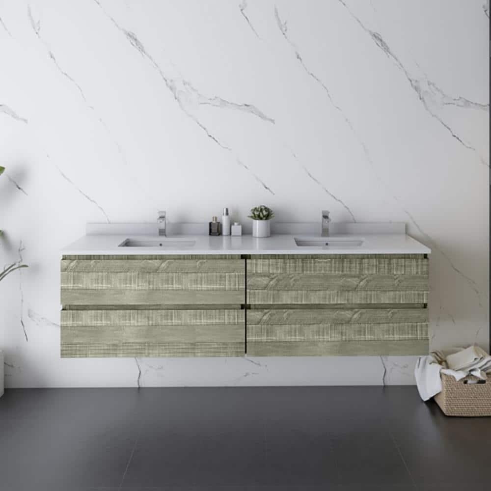 Fresca Formosa 70" Wall Mount Floating Double Sink Bathroom Vanity Base Only - Top and Sink Not Included