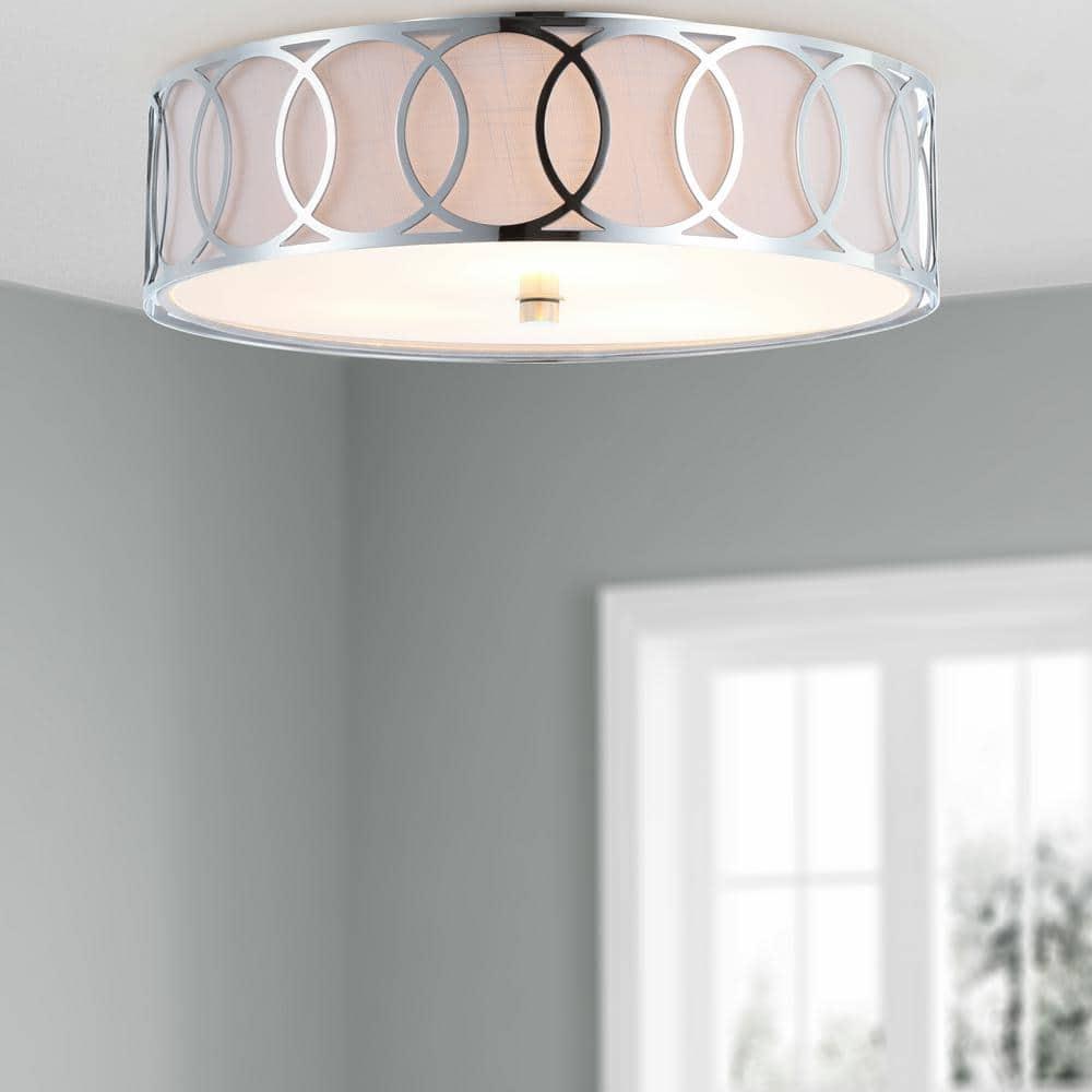 Aubrey 3-Light 15.5" Metal LED Flush Mount, Chrome