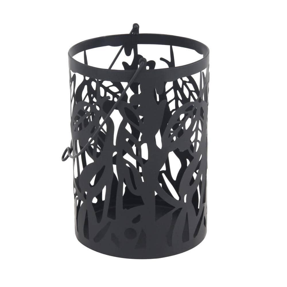 Decmode Eclectic 11 And 14 Inch Round Black Iron Candle Lanterns - Set of 2