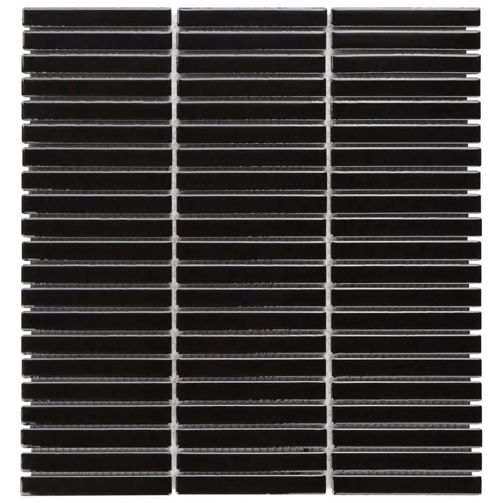 Monogram Stacked 11.19 In. X 11.9 In. Glossy Porcelain Mosaic Floor And Wall Tile (0.92 Sq. Ft. / Each)