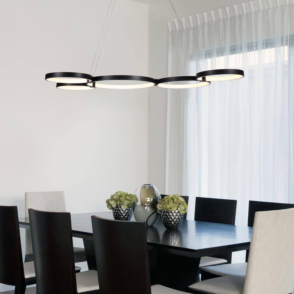 Capella 50-Inch Black Modern LED Multi-Ring Adjustable Chandelier