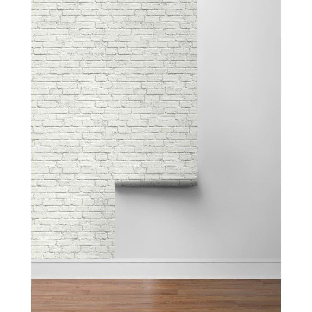 Off-White Vinyl Coated Faux Brick Pre-Pasted Wallpaper Roll