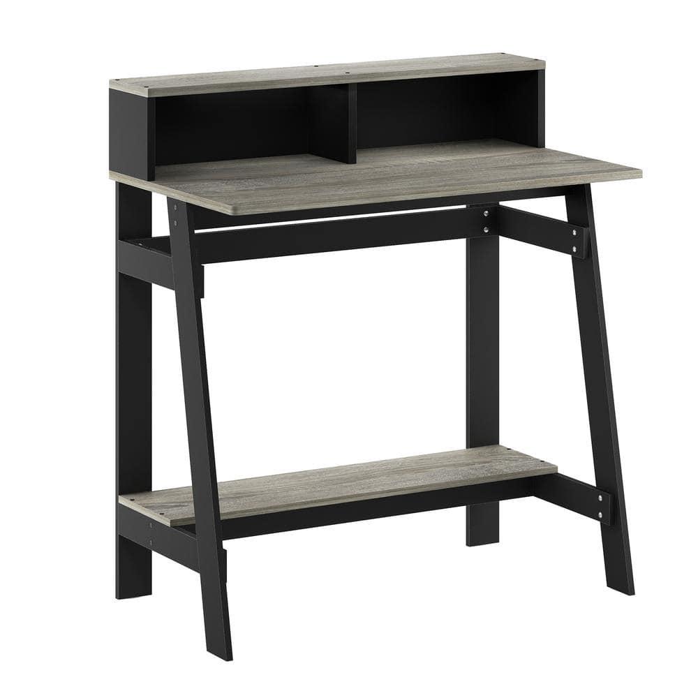 Furinno 31.6" Small Industrial Computer Desk Home Office Study Writing Desk with Open Shelf,Black/French Oak