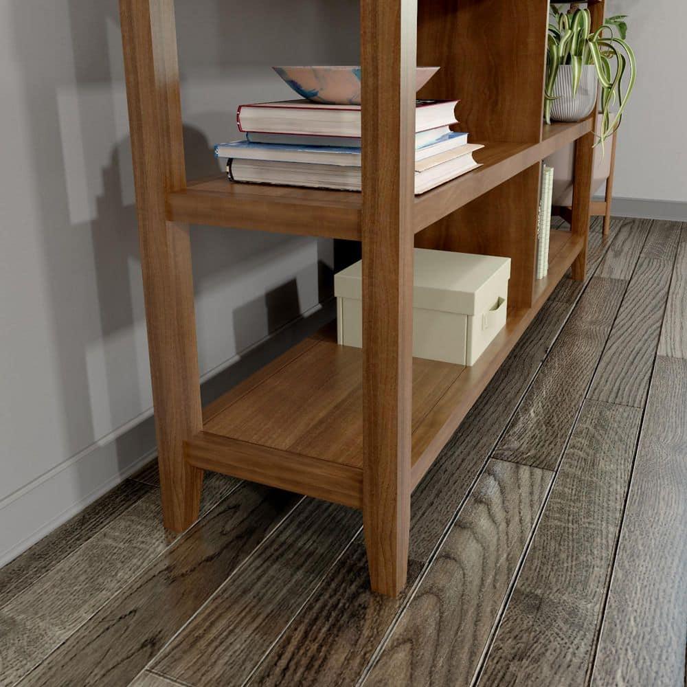 HomeRoots Brown Solid Wood Double Bookcase