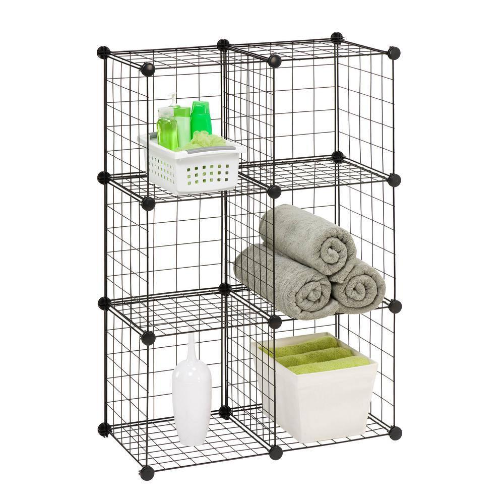 Honey-Can-Do 6 Pack Modular Mesh Storage Cubes Black (985456HCD) SHF-09484