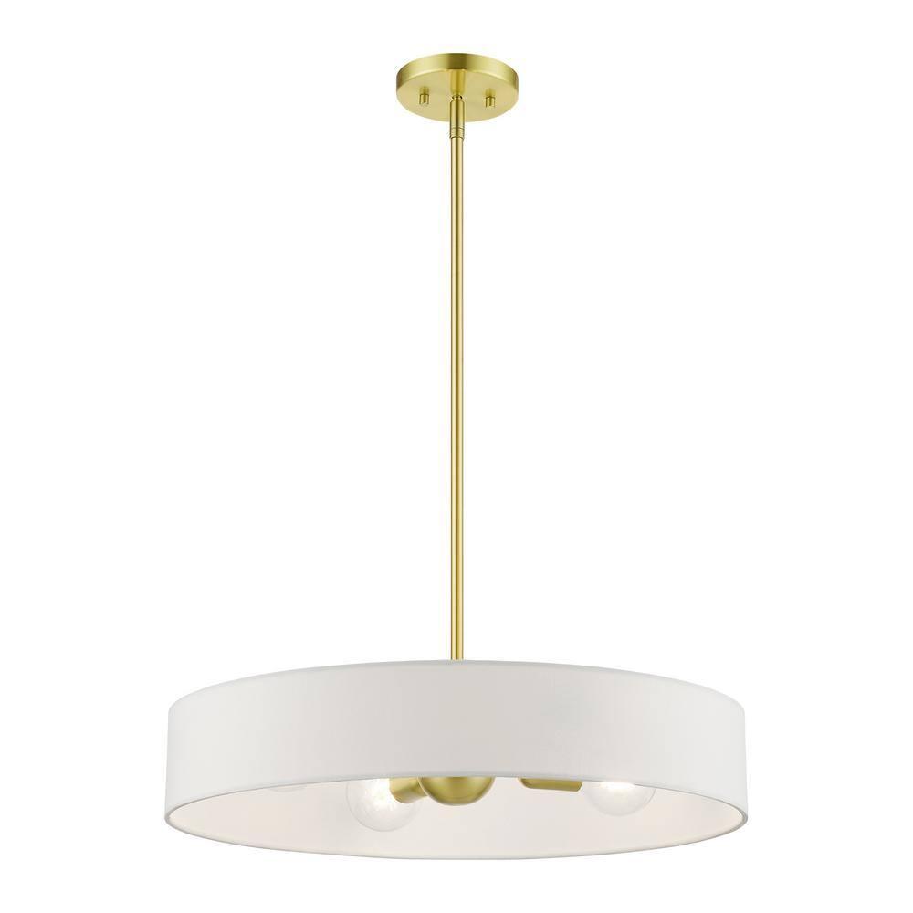 Livex Lighting Venlo 4 - Light Pendant in  Satin Brass/Shiny White