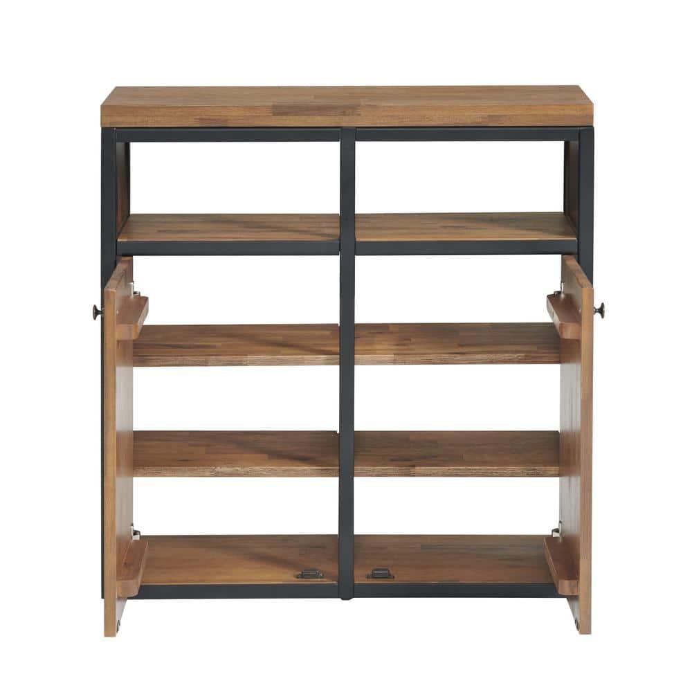 Alaterre Lloyd 31" Wide Rustic Industrial Metal Frame Shoe Storage Cabinet