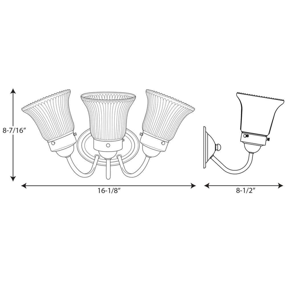 Fluted Glass Collection Three-Light Bath & Vanity