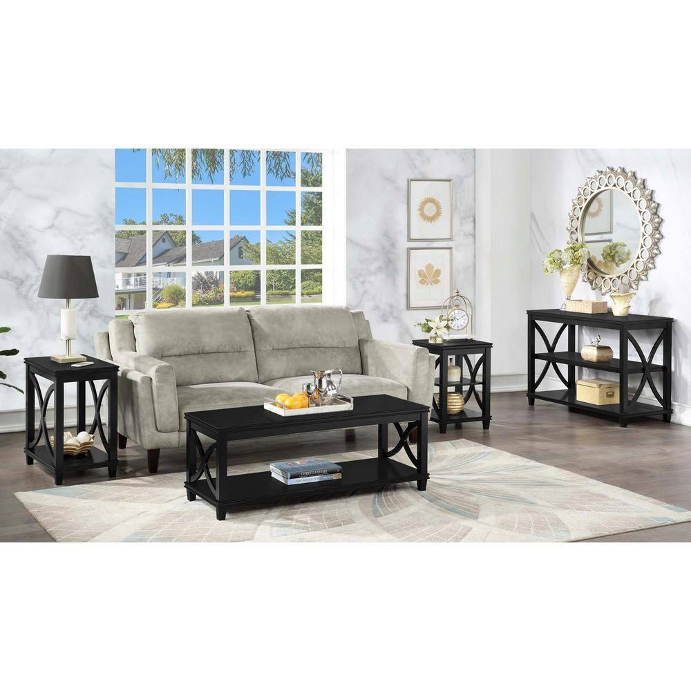 Convenience Concepts Florence 24" x 16" End Table with Shelves, Black