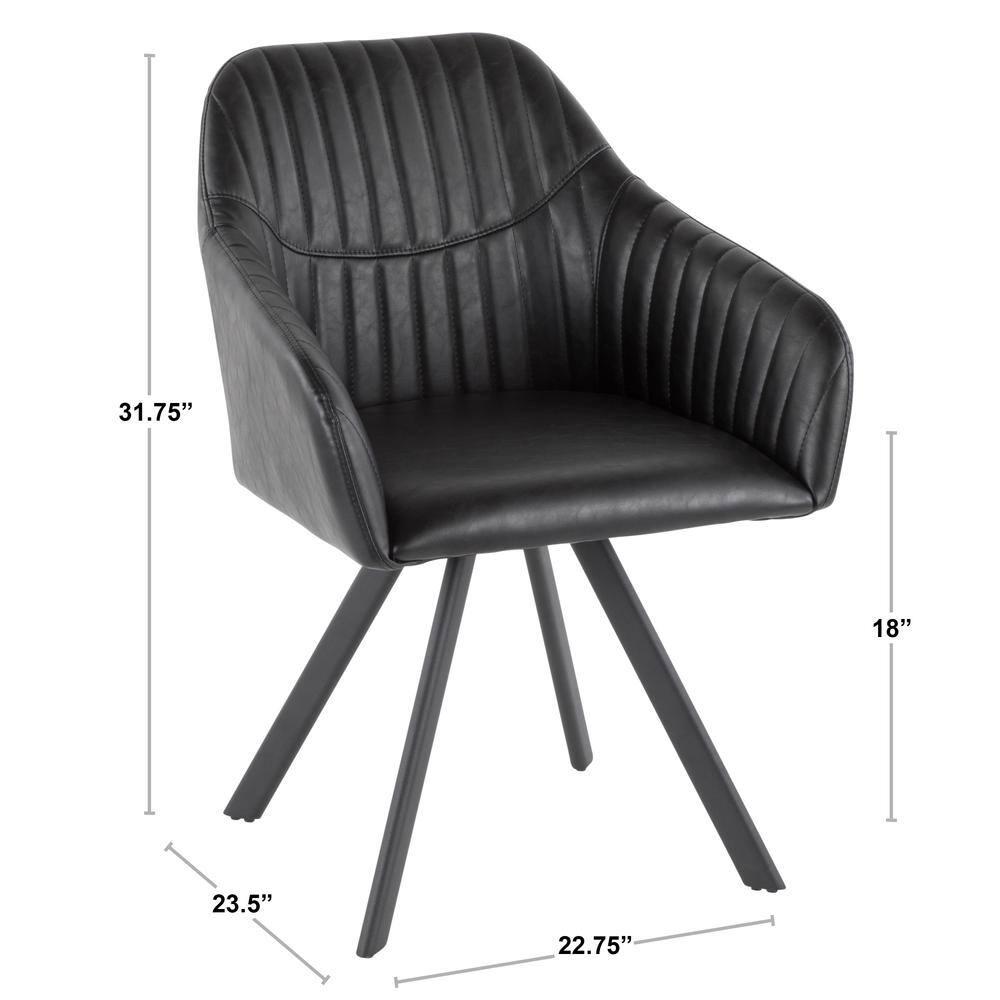 Clubhouse Contemporary Pleated Chair in Black Faux Leather by LumiSource - Set of 2