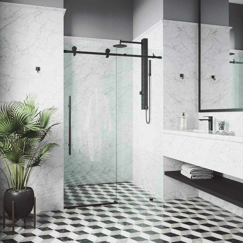 Elan E-Class 44-48" W x 76" H Sliding Frameless Shower Door with 3/8" Clear Glass