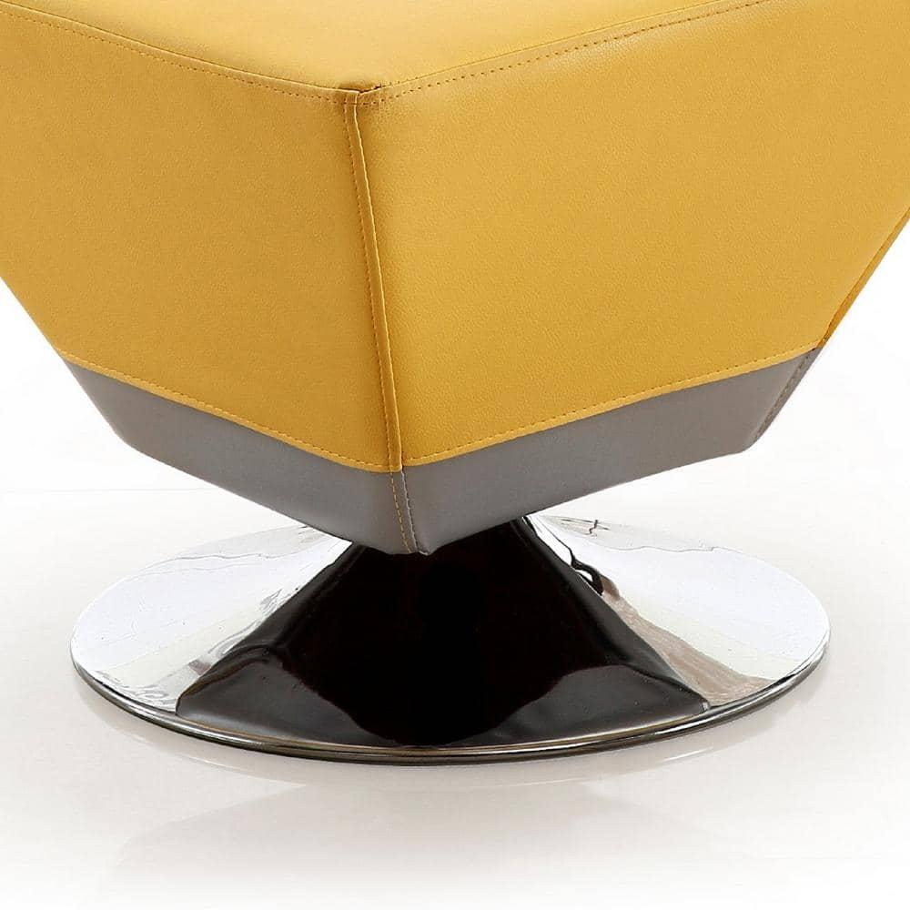 Diamond Swivel Ottoman Yellow - Manhattan Comfort: Faux Leather Upholstered, Metal Frame, No Assembly Required