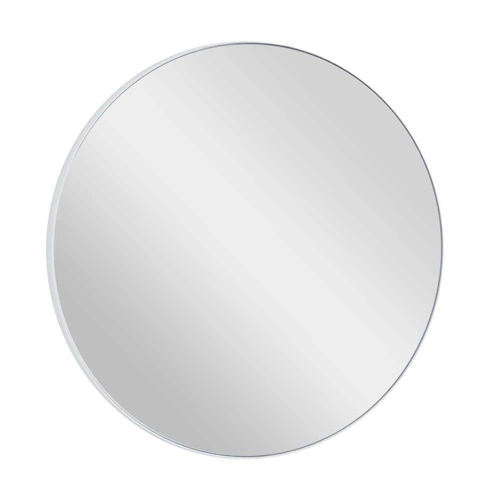 24 in. x 24 in. Simplistic Round Framed White Wall Mirror with Thin Minimalistic Frame