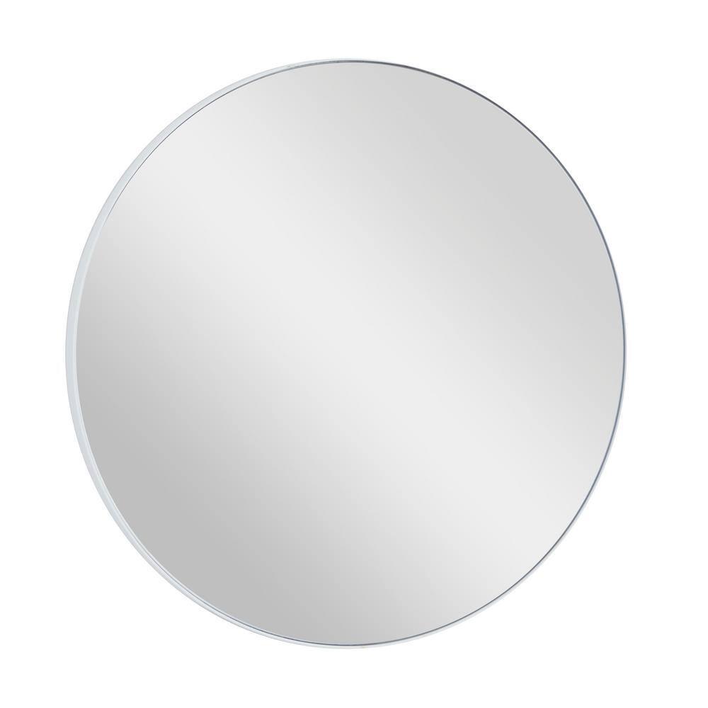 24 in. x 24 in. Simplistic Round Framed White Wall Mirror with Thin Minimalistic Frame