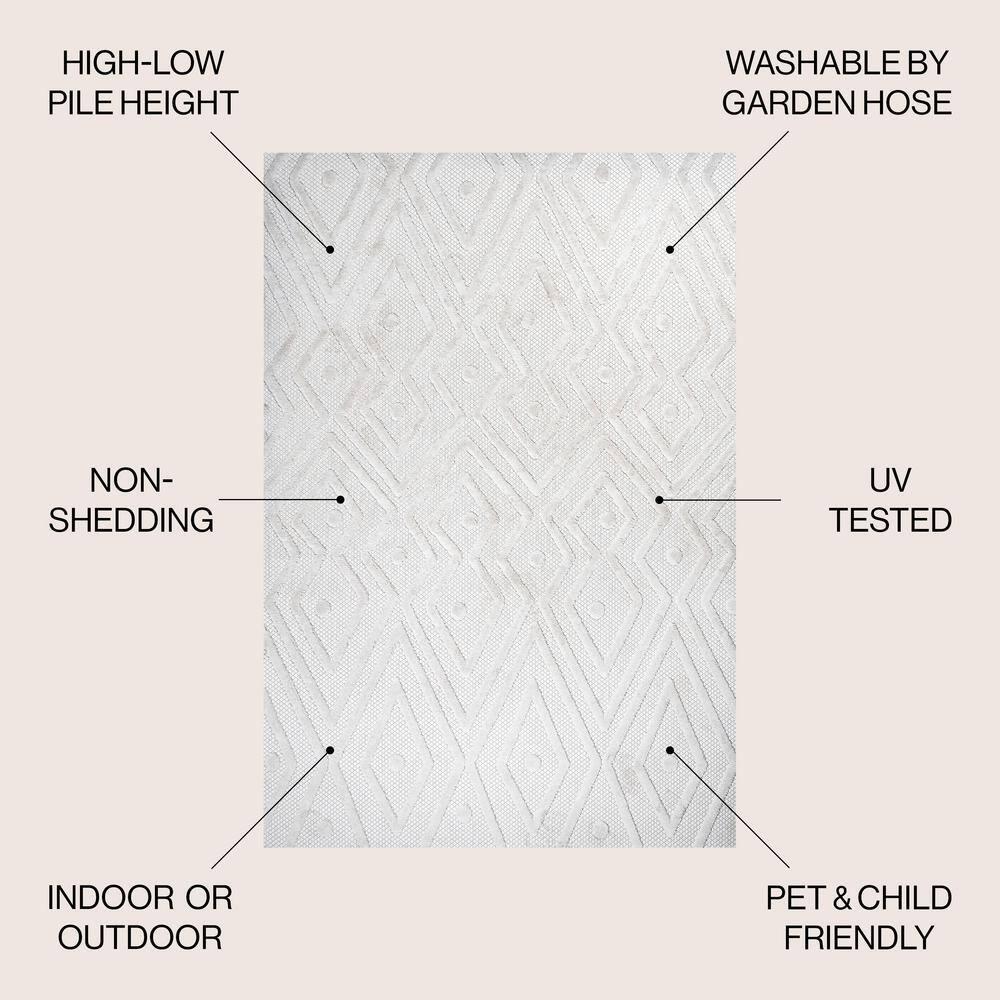 3'x5' Balansat Moroccan Diamond Indoor/Outdoor Area Rug, Ivory - JONATHAN Y
