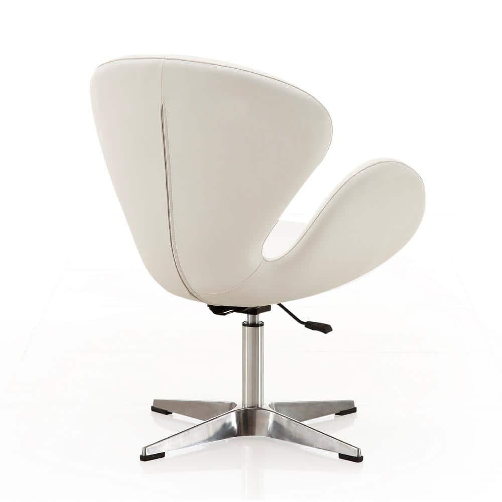Raspberry Faux Leather Adjustable Swivel Chair White - Manhattan Comfort: Retro Chic, Steel Cross Legs, 39.4" Height