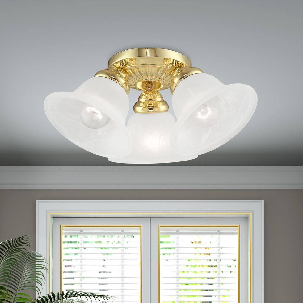 Livex Lighting Edgemont 3 - Light Flush Mount in  Polished Brass