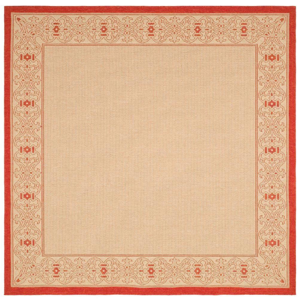 Courtyard CY2099 Power Loomed Indoor/Outdoor Area Rug - Natural/Red - 6'7"x6'7" - Safavieh.