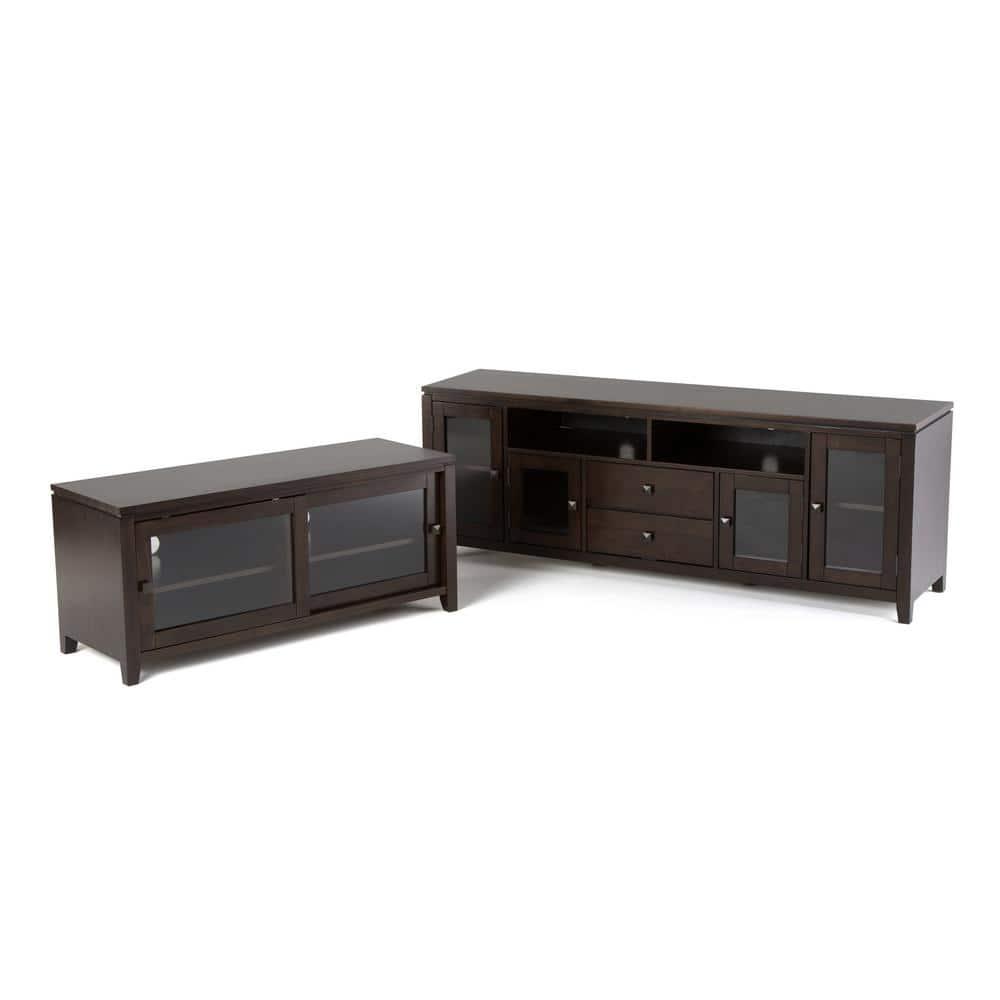Simpli Cosmopolitan Wood 48"W TV Media Stand For TVs upto 50" in Mahogany Brown