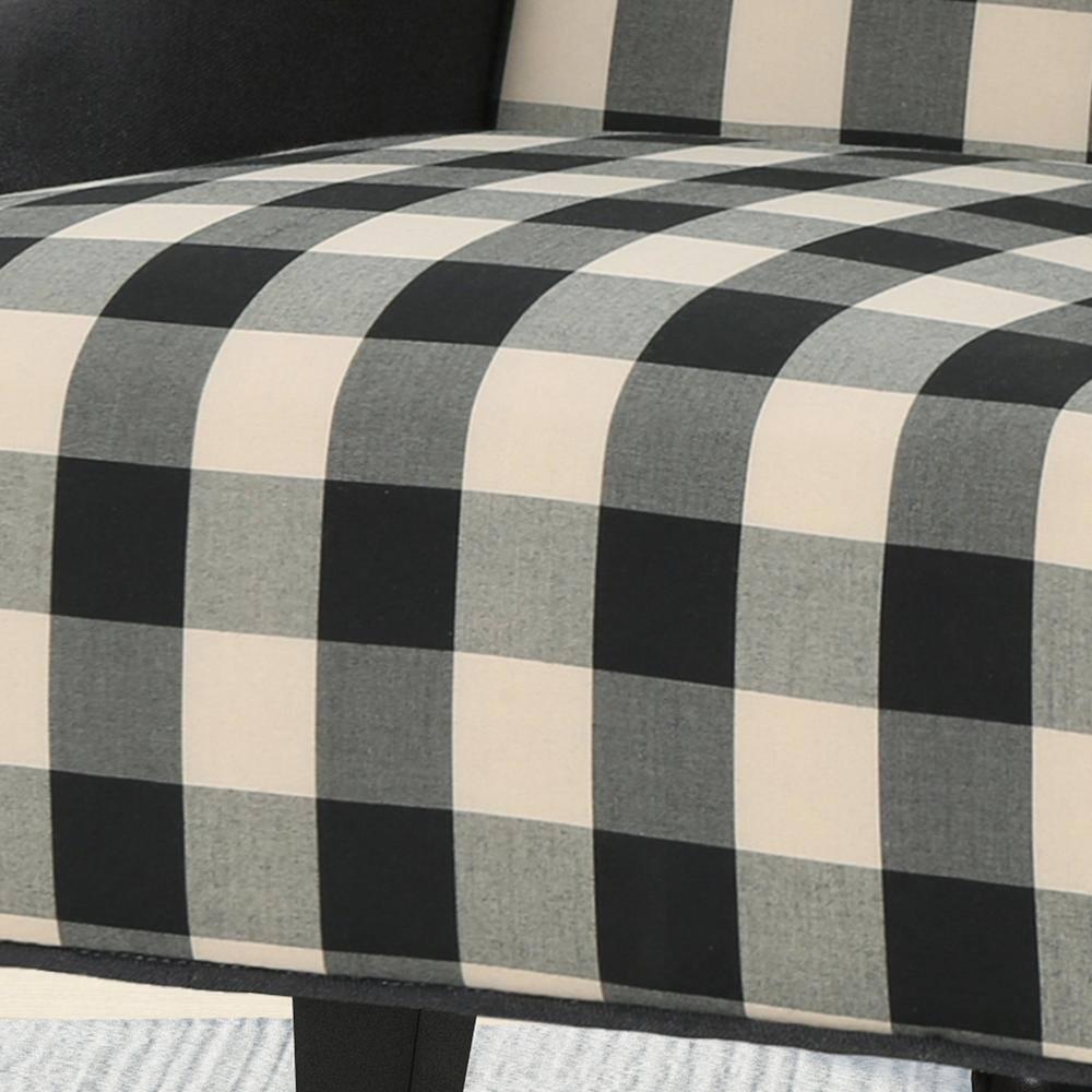 Noble House Charles Fabric High-Back Wingback Chair, Black Checkerboard