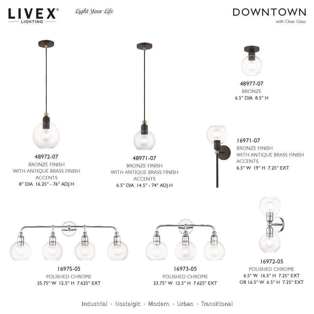 Livex Lighting Downtown 1 - Light Pendant in  Bronze/Antique Brass