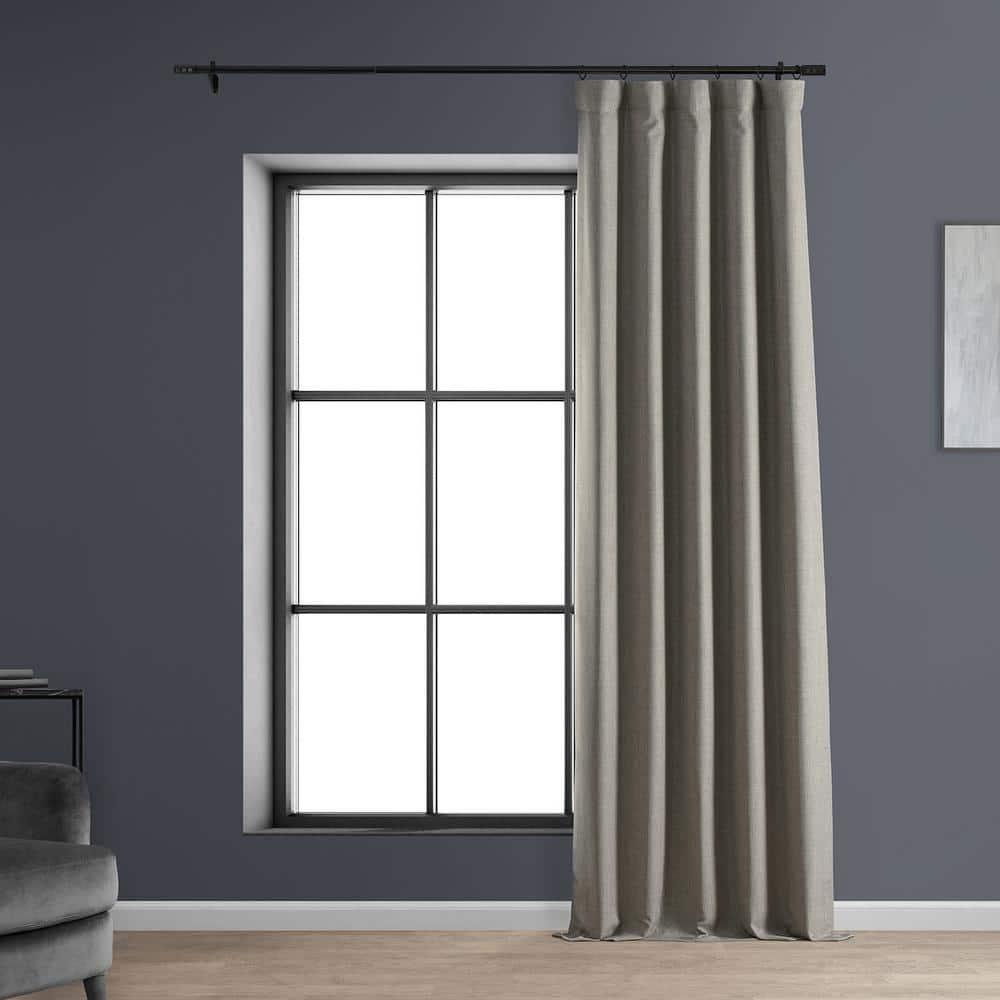 Signature Destination Slate Faux Linen Blackout Curtain (1 Panel), Destination Slate, 50W X 96L