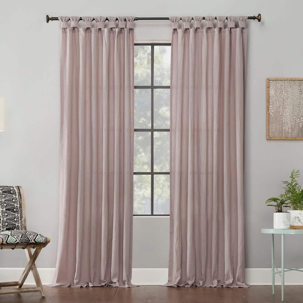 52"X84" Archaeo Light Filtering Outdoor Washed Cotton Twist Tab Curtain Panel Pink: Traditional Window Decor