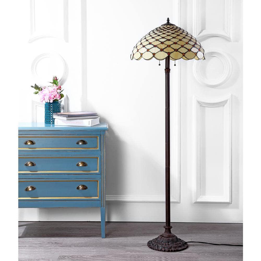 JONATHAN Y JYL8009A Lee Tiffany-Style 62" LED Floor Lamp, Traditional, Art Nouveau Style for Office, Living Room, Family Room, Dining, Bedroom, Hallway, Foyer, Bronze