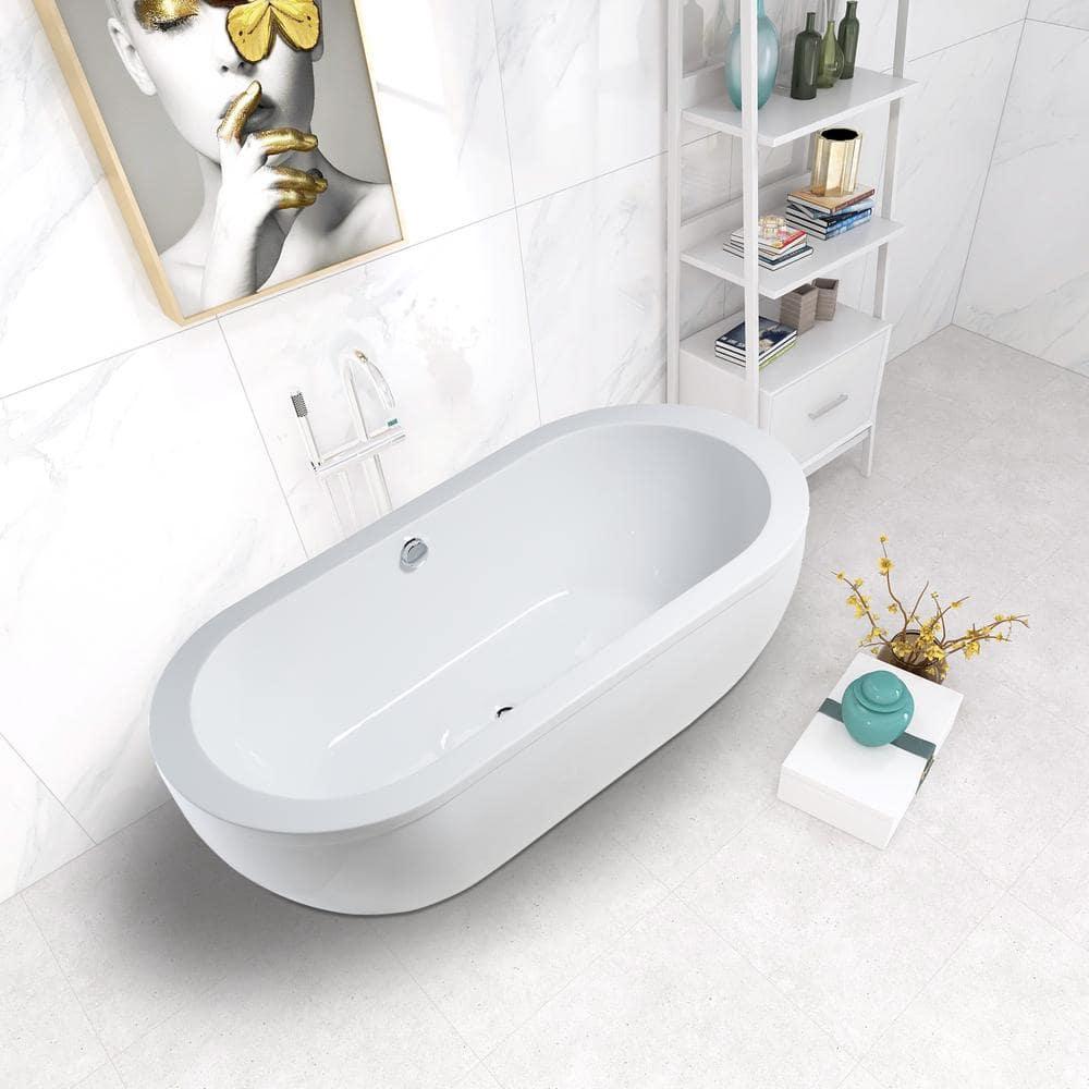 71" x 34" Freestanding Soaking Bathtub