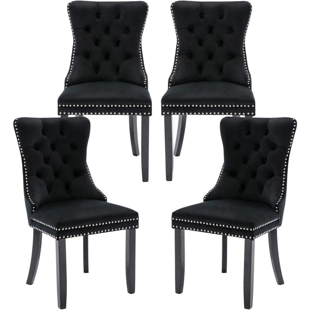 LegaHome Velvet Dining Chairs Set of 4, High-end Upholstered Button Tufted Dining Chair with Nailhead Trim and Solid Wood Legs, Modern Padded Seat Accent Chairs, Kitchen Dining Chairs Set, Blue