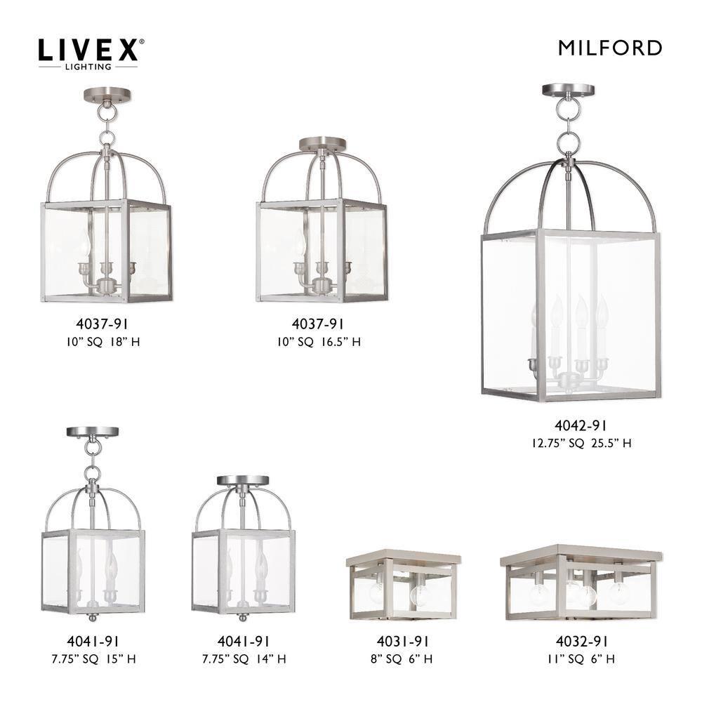 Livex Lighting - Milford - 4 Light Square Flush Mount In Shabby Chic Style-6