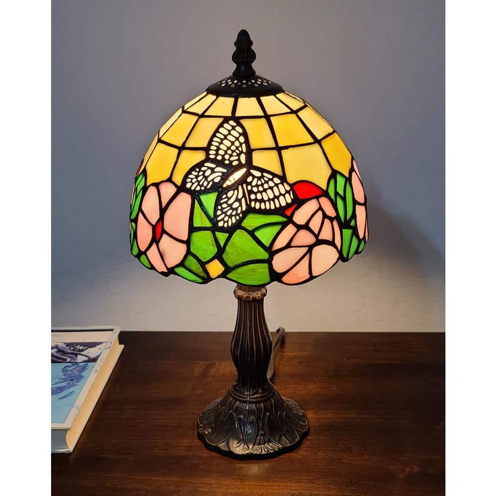 Amora Lighting Tiffany Style Floral Mini Table Lamp 15 Inch High