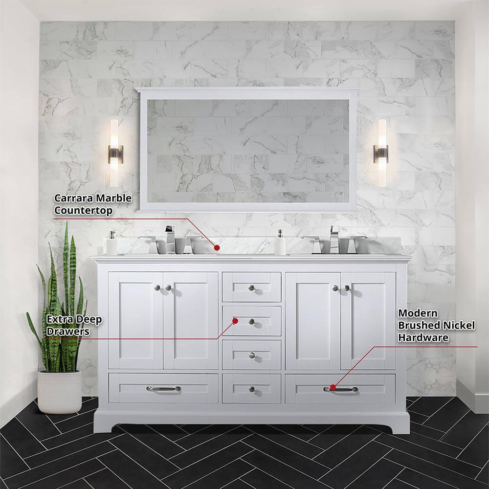 Lexora Home Dukes 60" Double Vanity with Mirror in White
