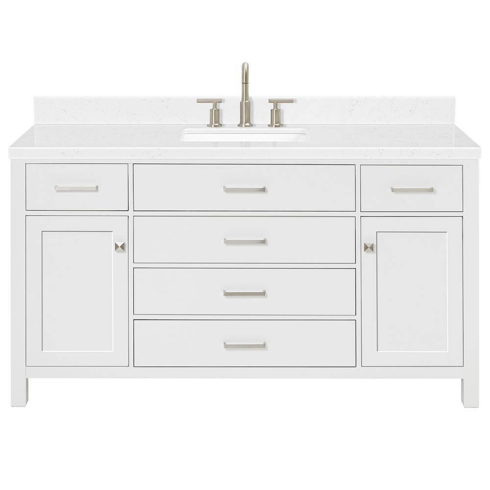 Ariel H060scqrvo Bristol 60" Free Standing Single Basin Vanity Set - White