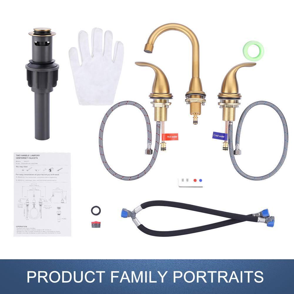 8 Inch Widespread Double Handle Bathroom Faucet With Pop-Up Drain Kit