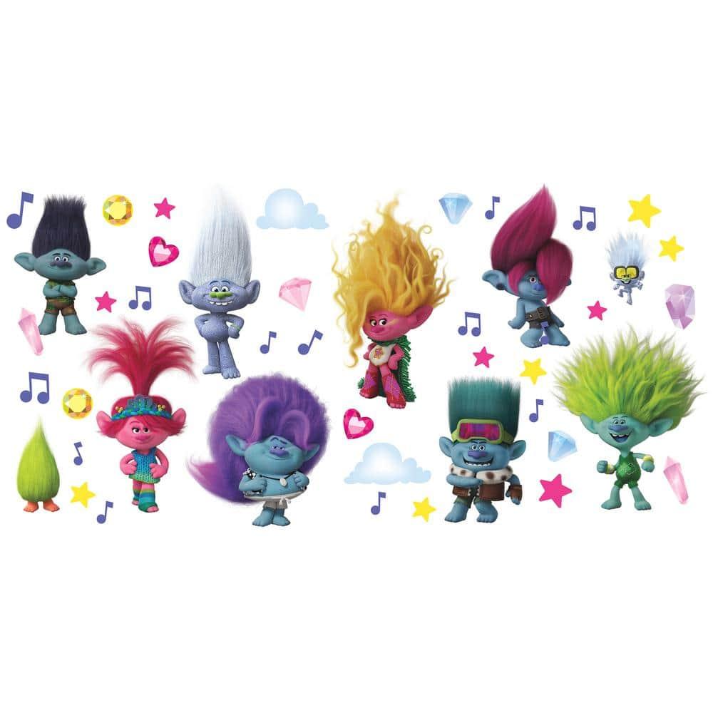 Room Mates Trolls 3 Band Together with Glitter Wall Decals