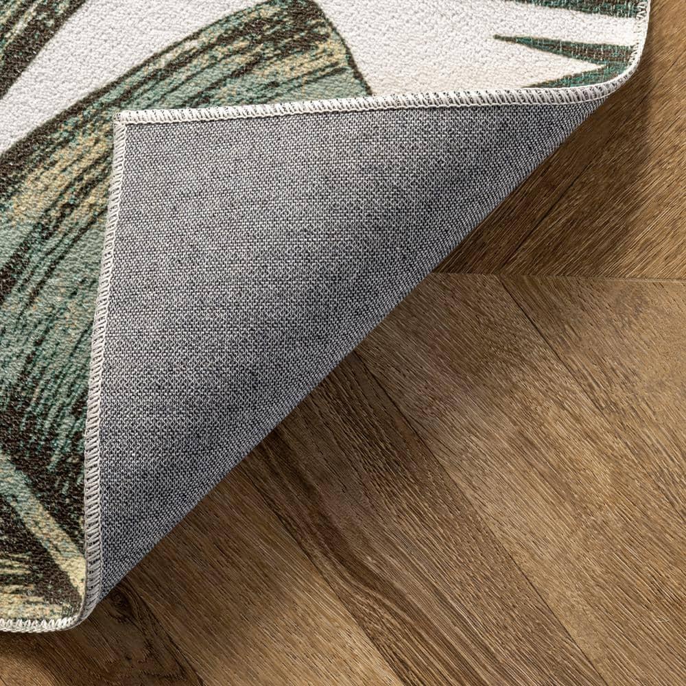Nuloom Elen Pet Friendly Machine Washable Natural Leaves Area Rug, 4' x 6', Sage Green