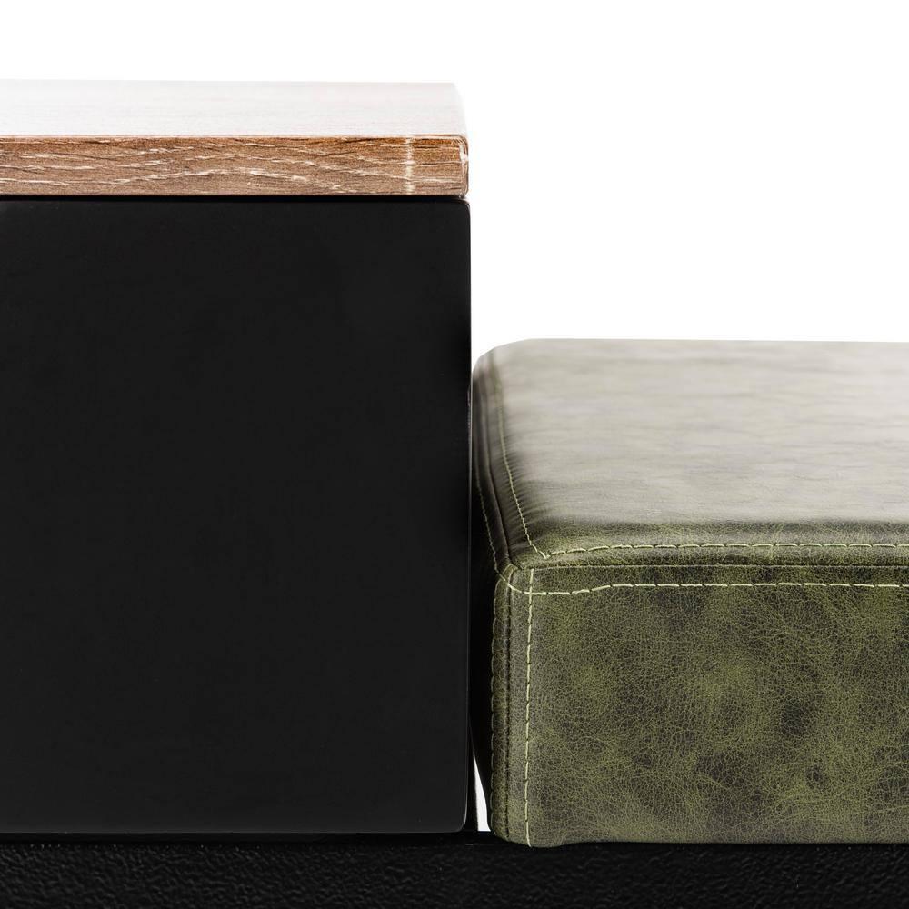 Maruka Bench with Storage - Grey Wash/Dark Green - Safavieh