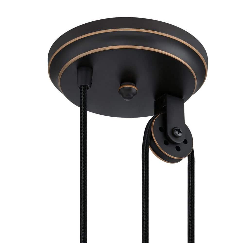 Westinghouse Chaves Pulley Pendant Black-Bronze Finish with Highlights Golden Brass Cage Shade