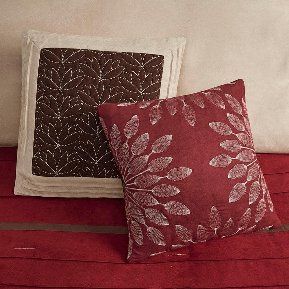 7pc California King Dakota Microsuede Comforter Set Red: Madison Park, Hypoallergenic, Embroidered, Machine Washable